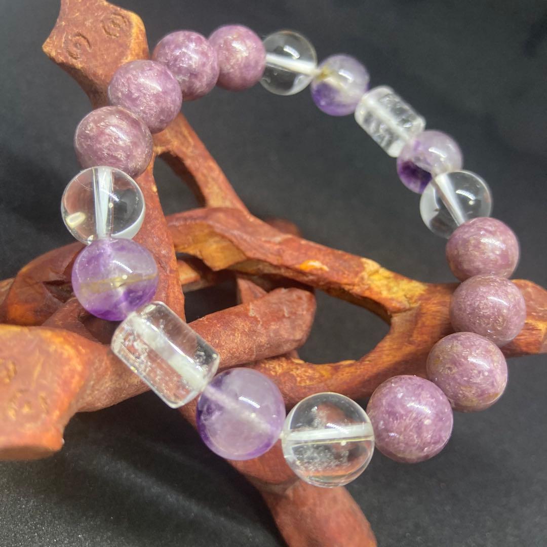 ✦バイカラーアメシストレピドライトハイパワーストーンブレスレット✦