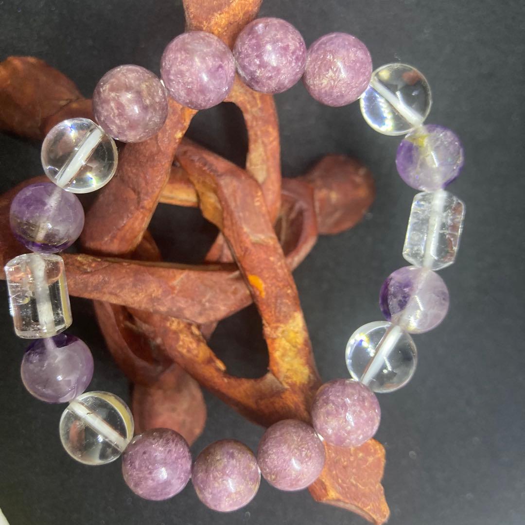✦バイカラーアメシストレピドライトハイパワーストーンブレスレット✦
