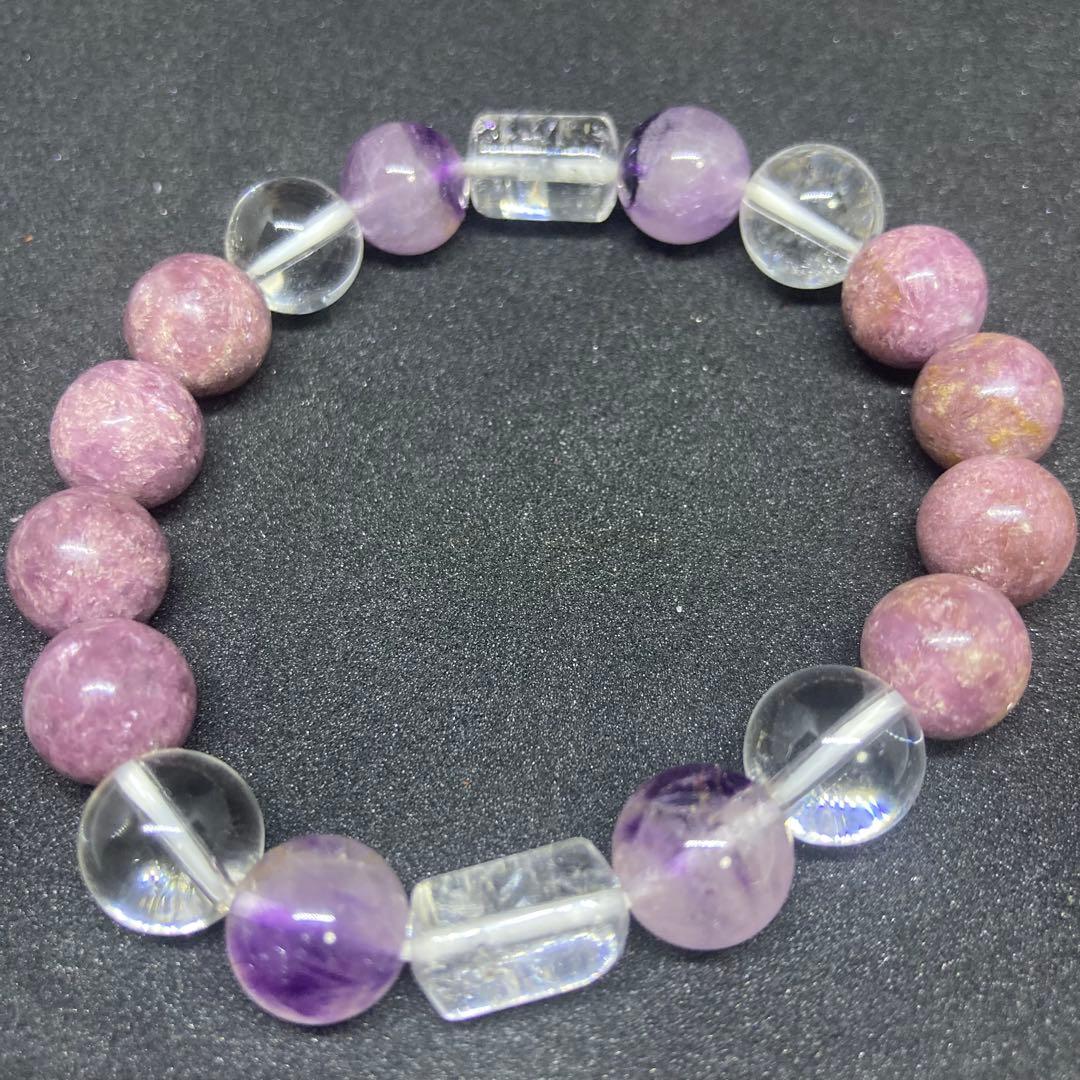 ✦バイカラーアメシストレピドライトハイパワーストーンブレスレット✦