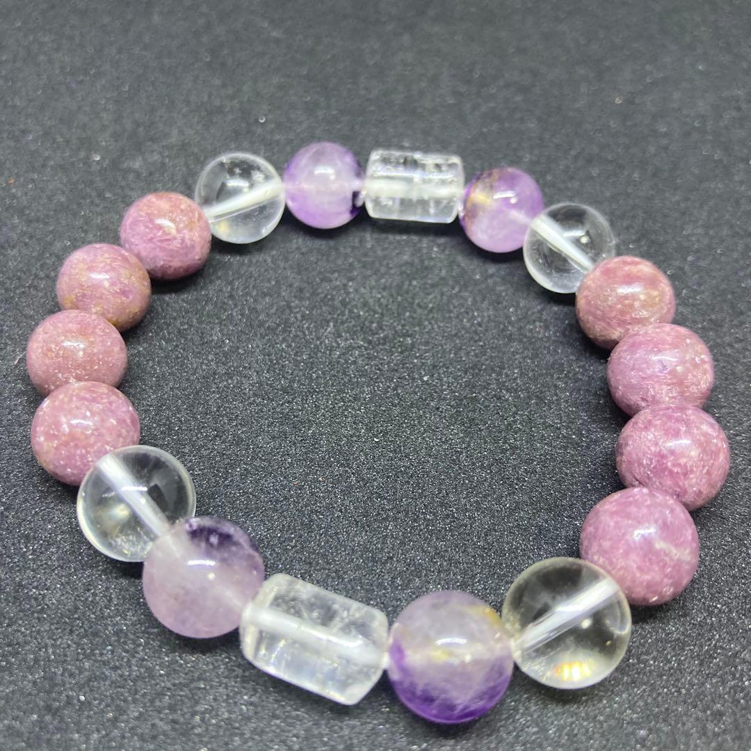 ✦バイカラーアメシストレピドライトハイパワーストーンブレスレット✦