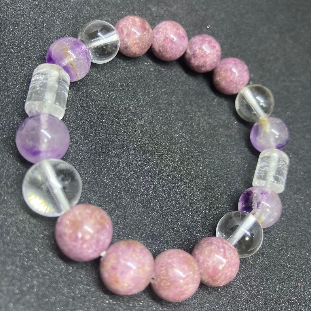 ✦バイカラーアメシストレピドライトハイパワーストーンブレスレット✦