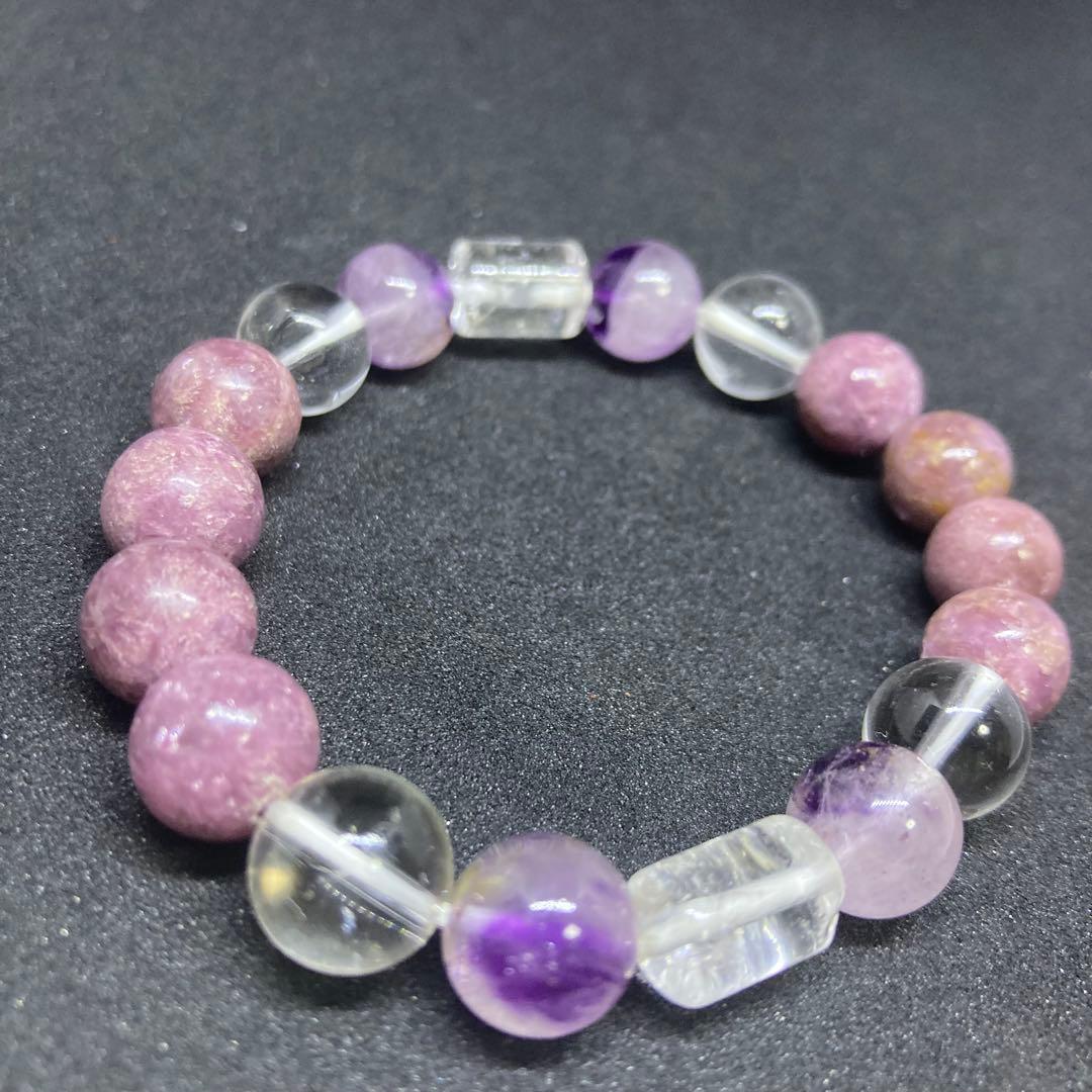 ✦バイカラーアメシストレピドライトハイパワーストーンブレスレット✦