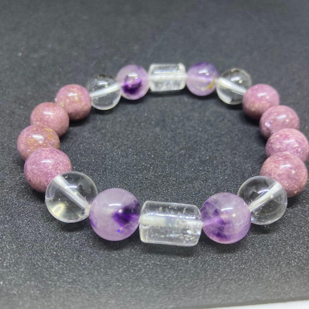 ✦バイカラーアメシストレピドライトハイパワーストーンブレスレット✦