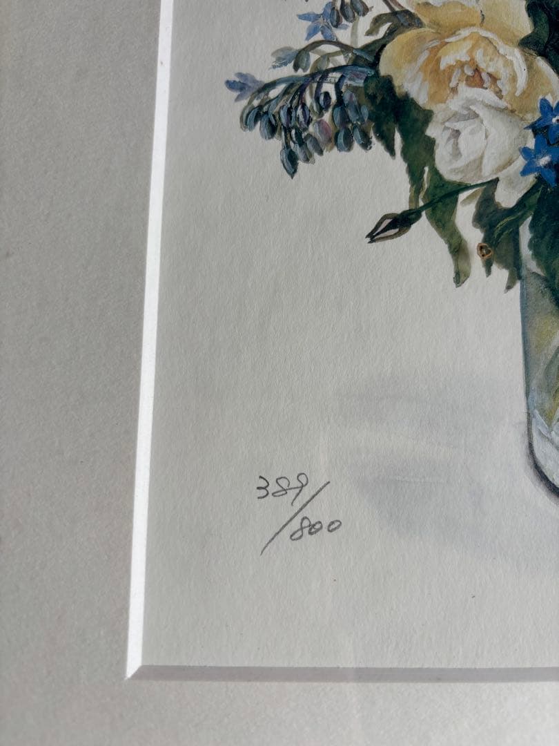 Fujico 水彩画 花瓶の花 389/800