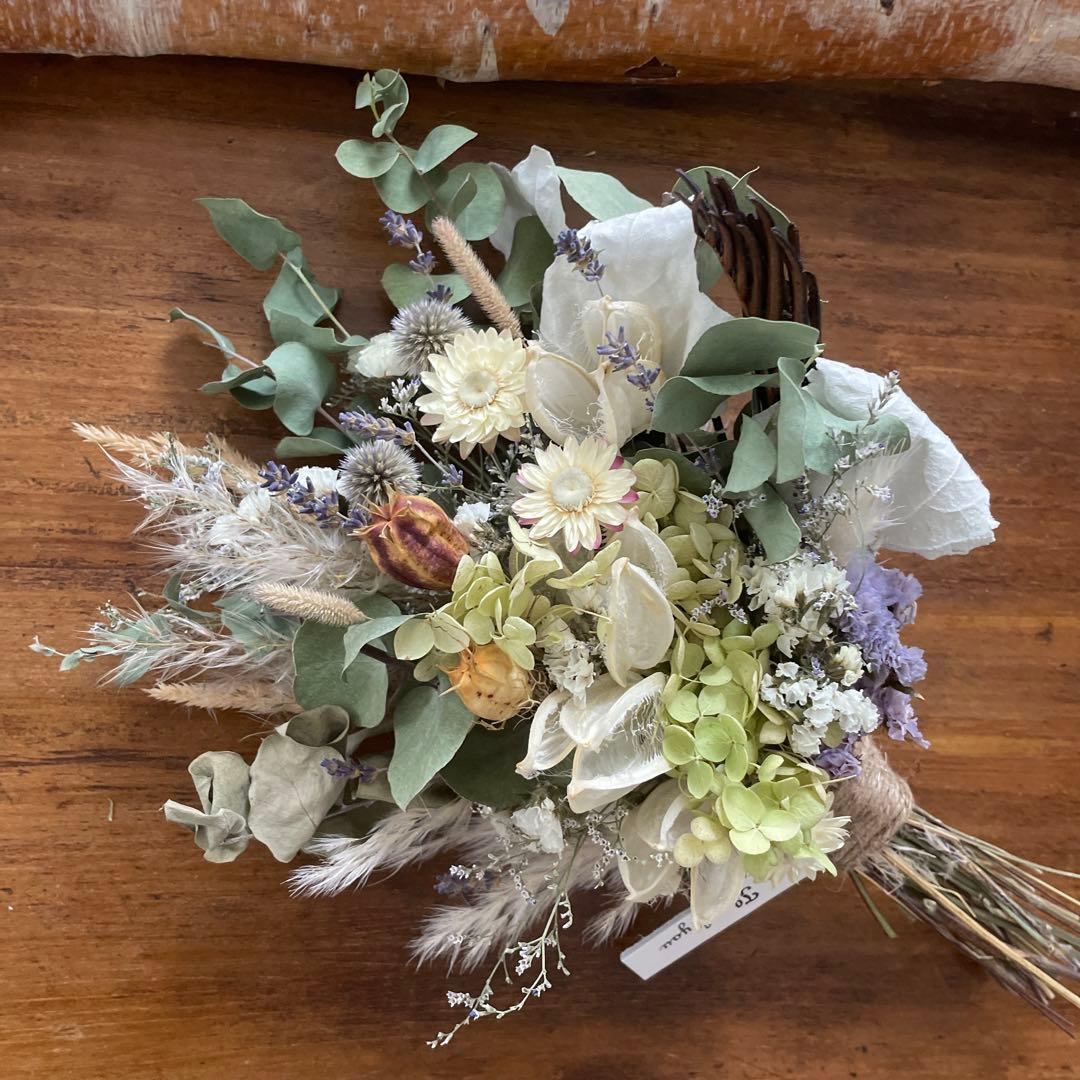 ドライフラワースワッグ  　北海道ナチュラルホワイトブルー　ラベンダー