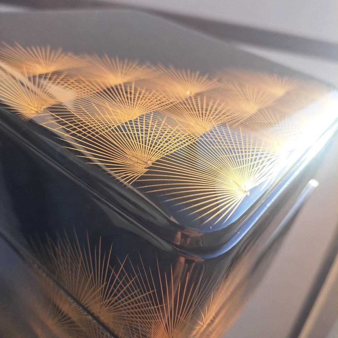 【会津漆器　6.5寸\"3段重箱】天然木製　寿松沈金　未使用/長期保管品