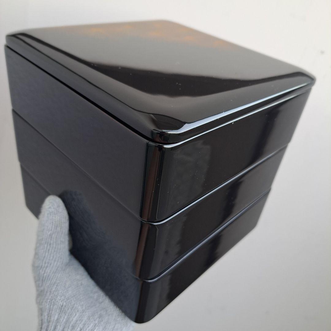【会津漆器　6.5寸\"3段重箱】天然木製　寿松沈金　未使用/長期保管品