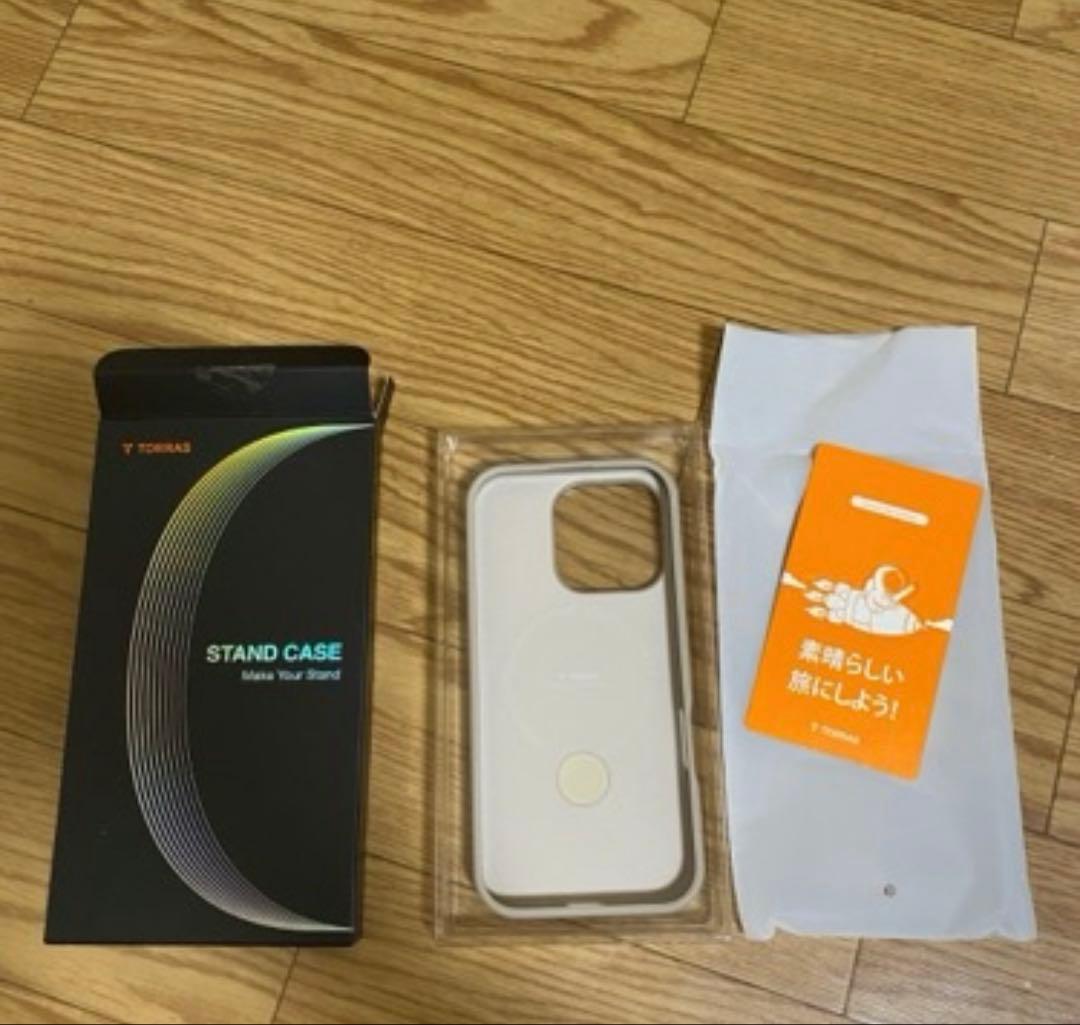 iPhone16Pro ケース ゼンマイ式スタンド 6.3インチ ミルクティー