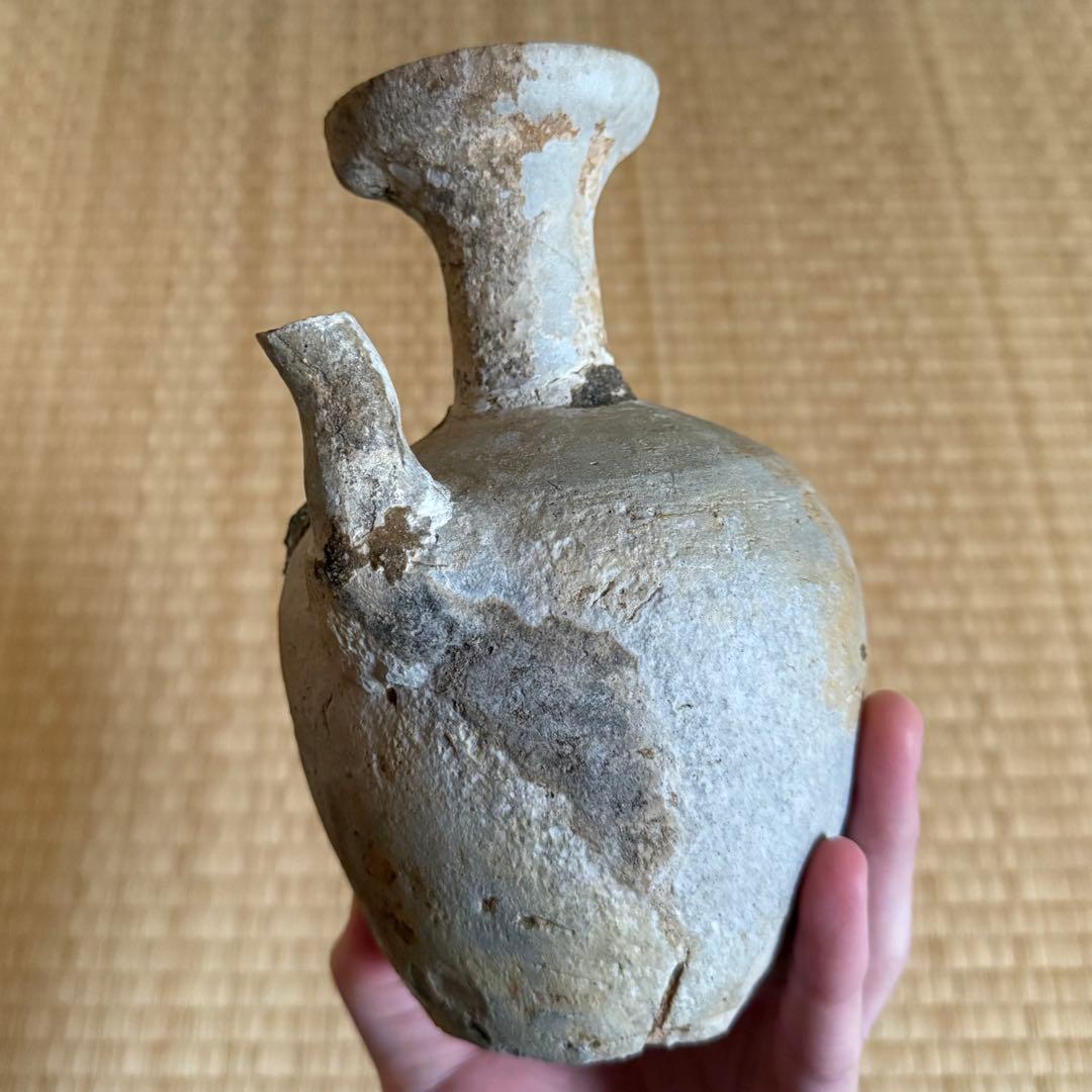 古瀬戸 初期水瓶 水差 水滴 鎌倉時代 花瓶 猿投 古常滑 古美術 骨董 無傷