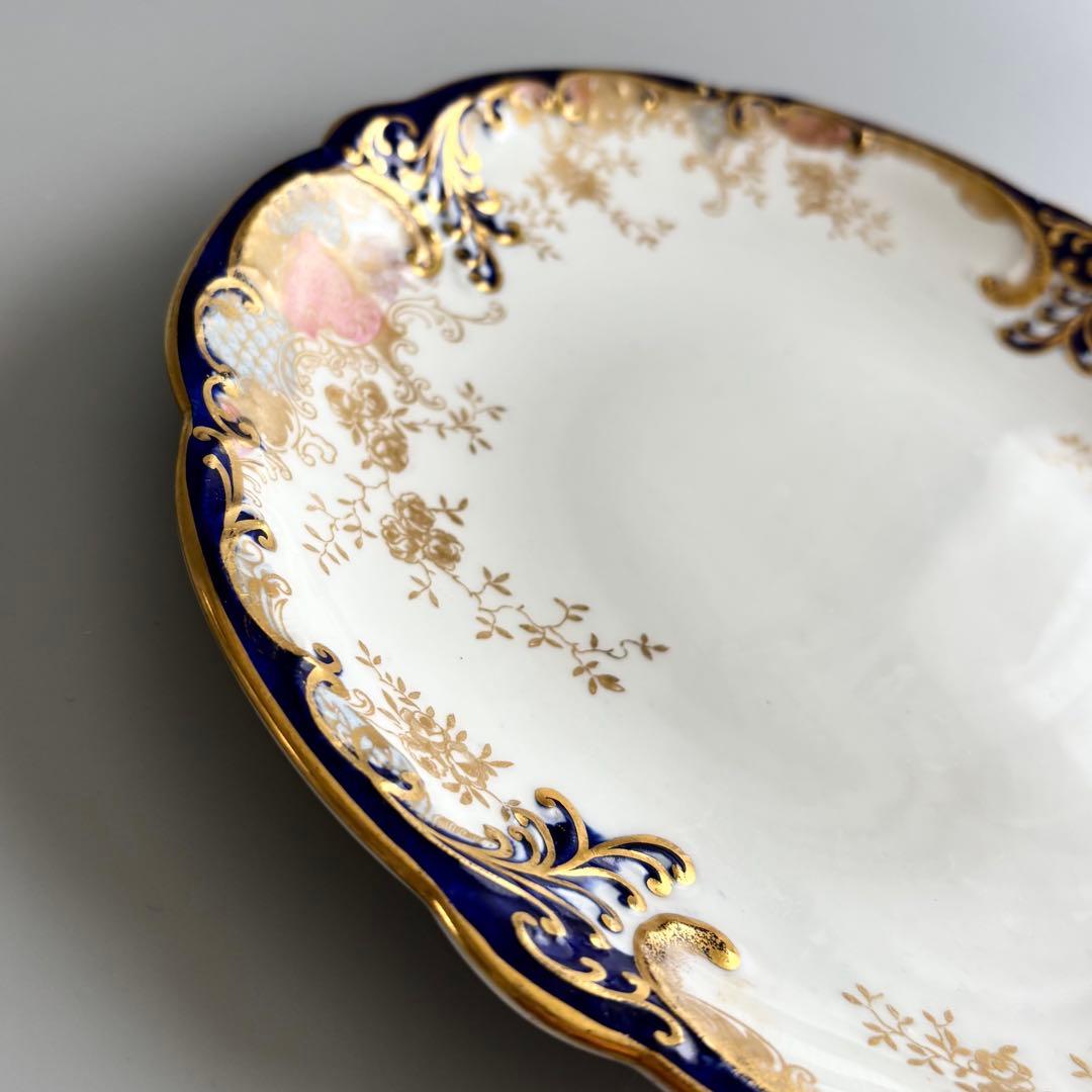 英国製アンティーク　AYNSLEY 金彩コバルト 花文　エインズレイ【稀少品】