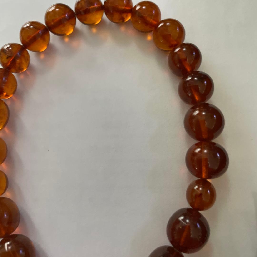 数珠　天然琥珀　ネックレスを数珠に仕立て直ししました。20玉　大玉