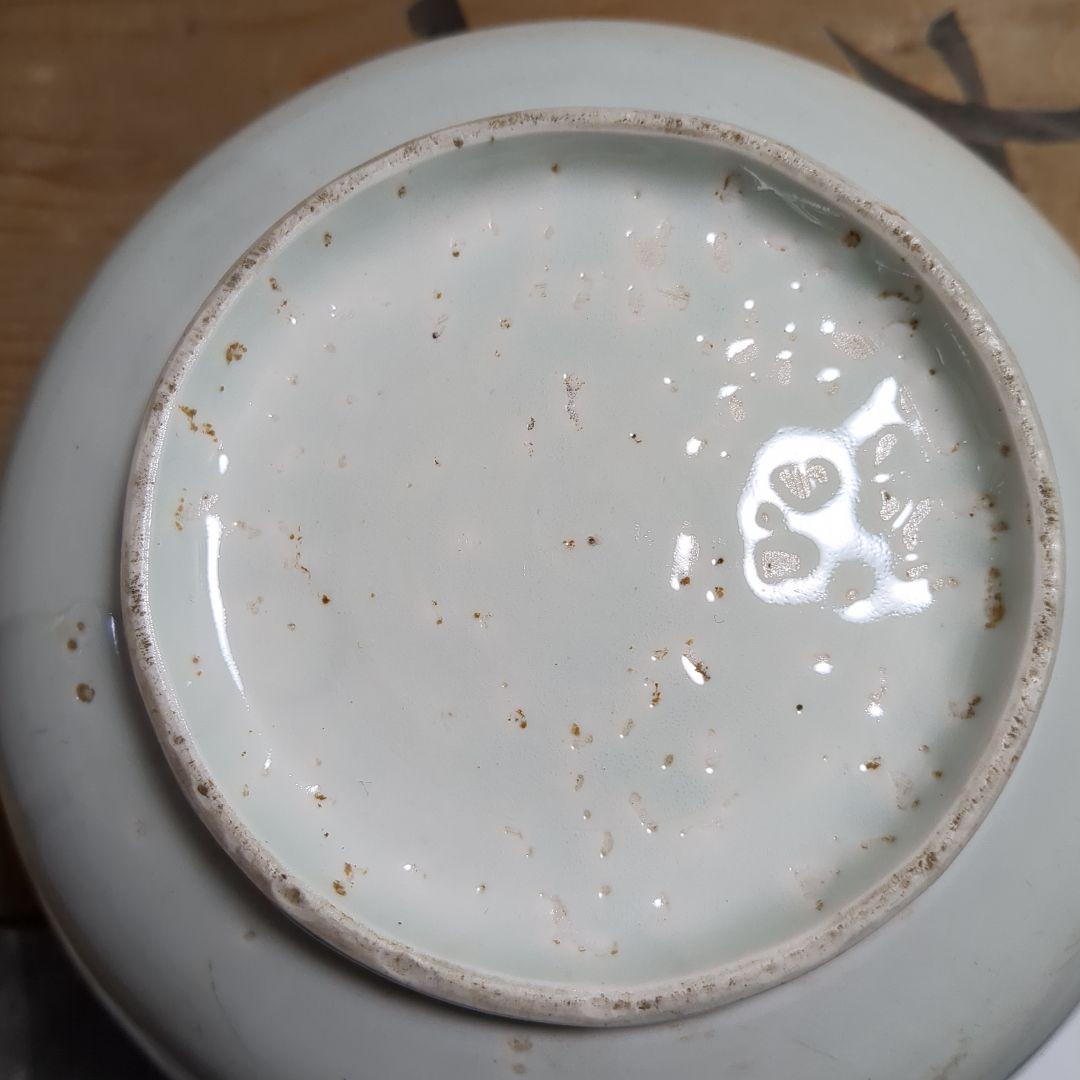 蓋つき煮物椀 蝶と丸型薩摩平佐焼箱付き大型時代物