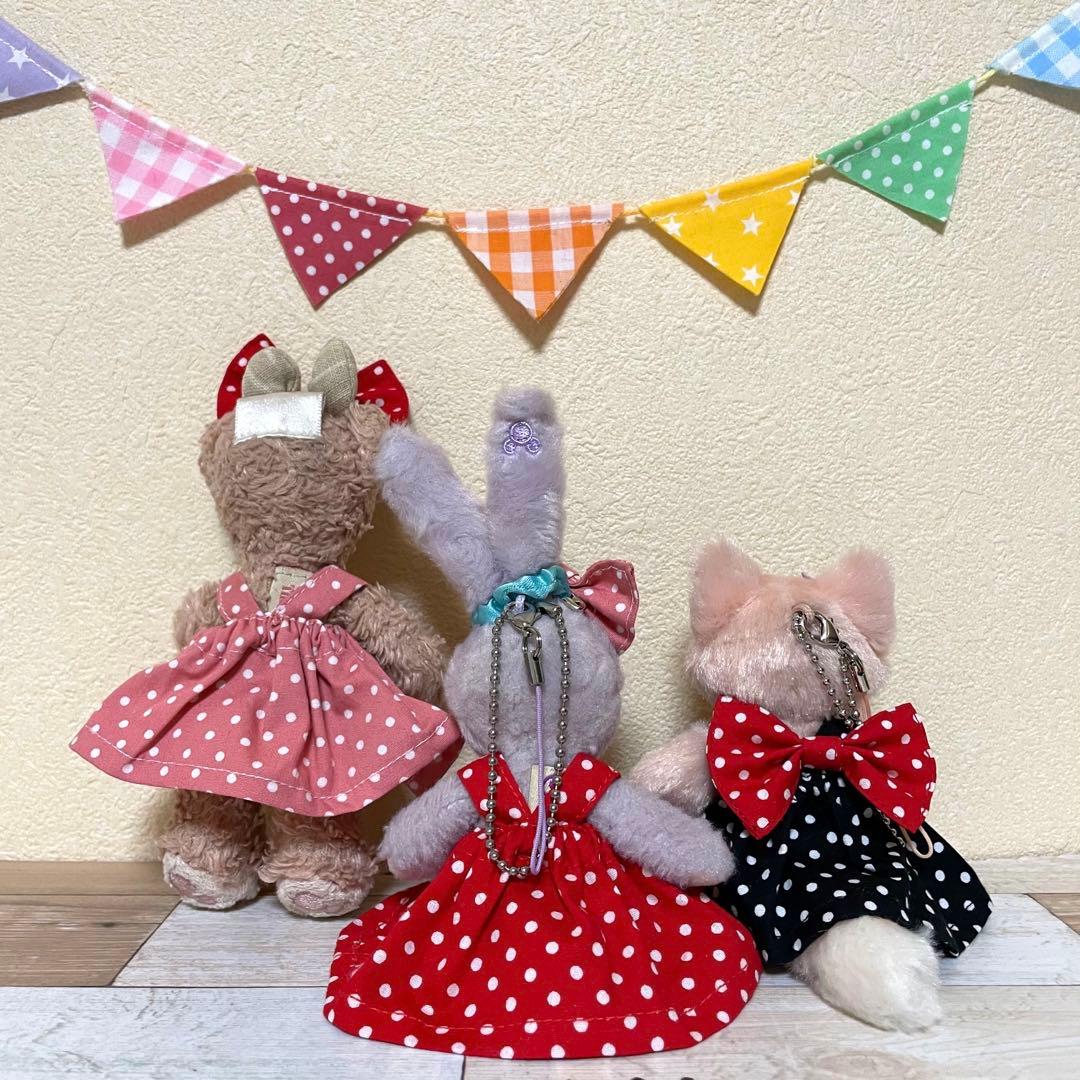 ハンドメイド★ドット♡*。ワンピースセット★ぬいぐるみバッジ用コスチューム