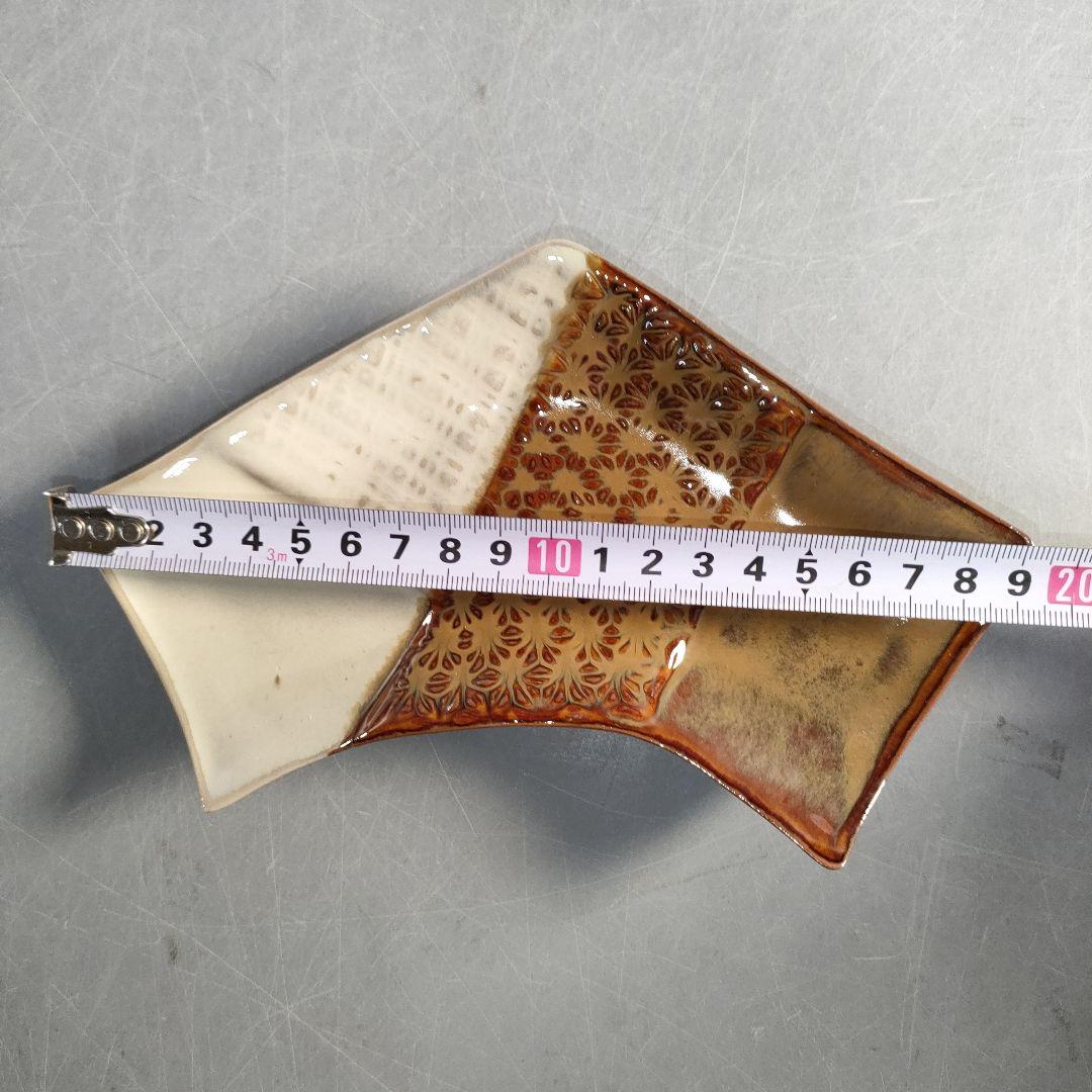 A1380-3/高取焼/亀井味楽 造/高取変形銘々皿5客/共箱/飾皿/懐石道具/