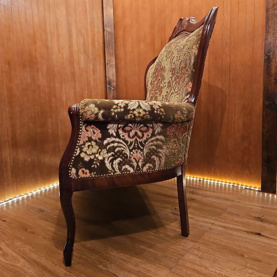 イタリア製 ヴィンテージ ハイバック ソファ 金華山織 ２人掛け