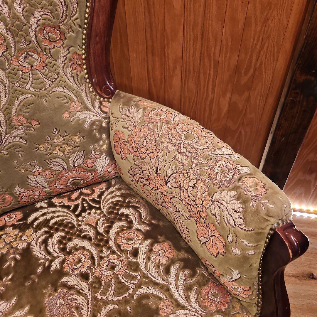 イタリア製 ヴィンテージ ハイバック ソファ 金華山織 ２人掛け