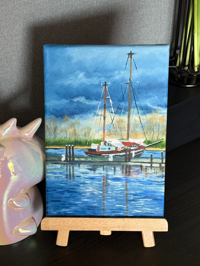 「初晴」　手描き　油絵　風景画　原画　油彩画　肉筆