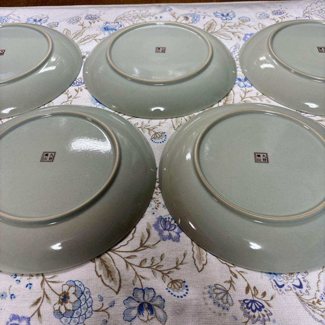 九谷焼　美山窯　花絵変わり　8号盛皿揃　中皿　盛皿　パスタ皿　カレー皿　24cm