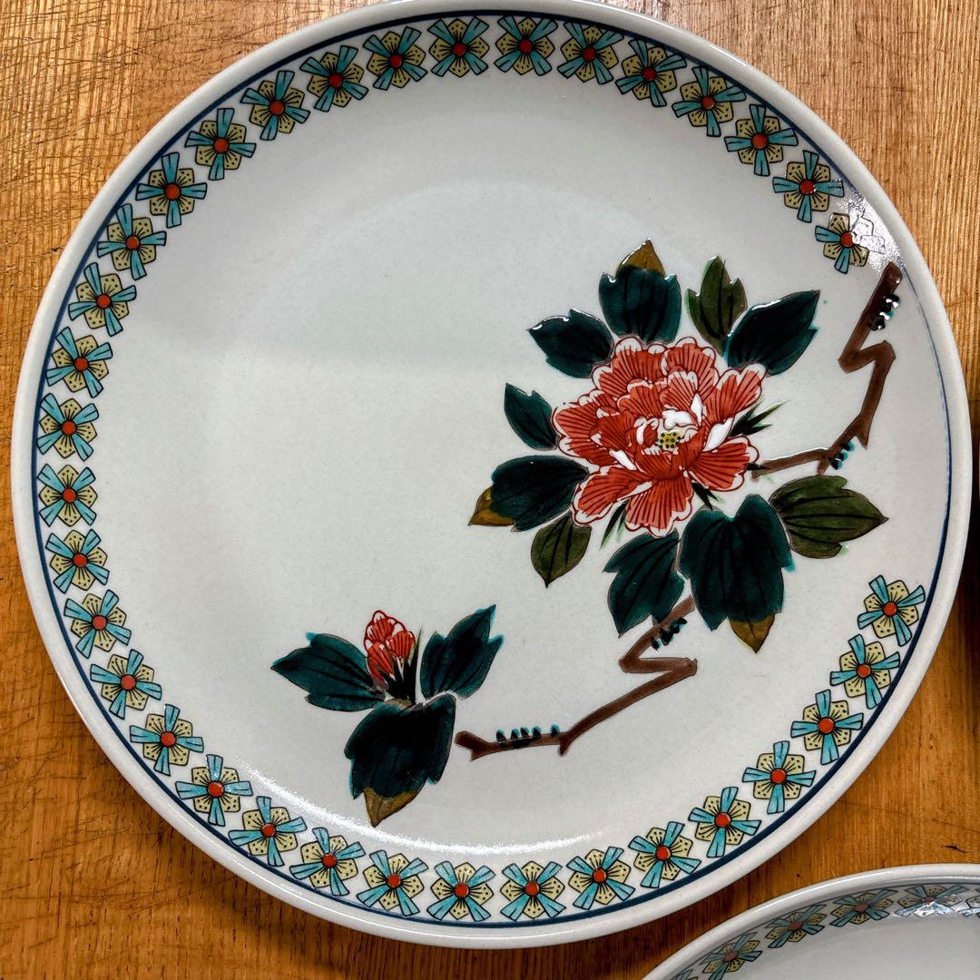 九谷焼　美山窯　花絵変わり　8号盛皿揃　中皿　盛皿　パスタ皿　カレー皿　24cm