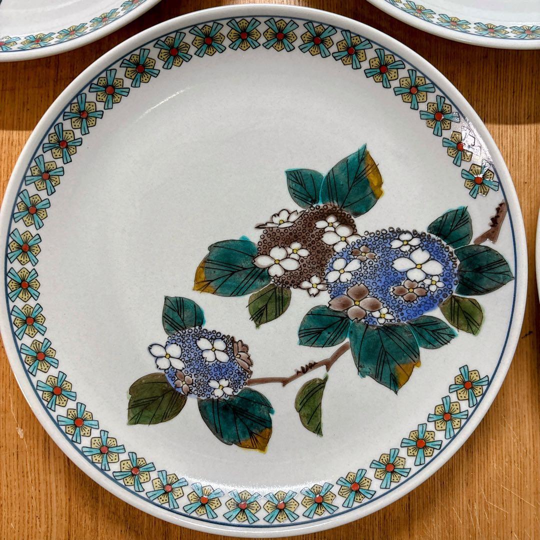 九谷焼　美山窯　花絵変わり　8号盛皿揃　中皿　盛皿　パスタ皿　カレー皿　24cm