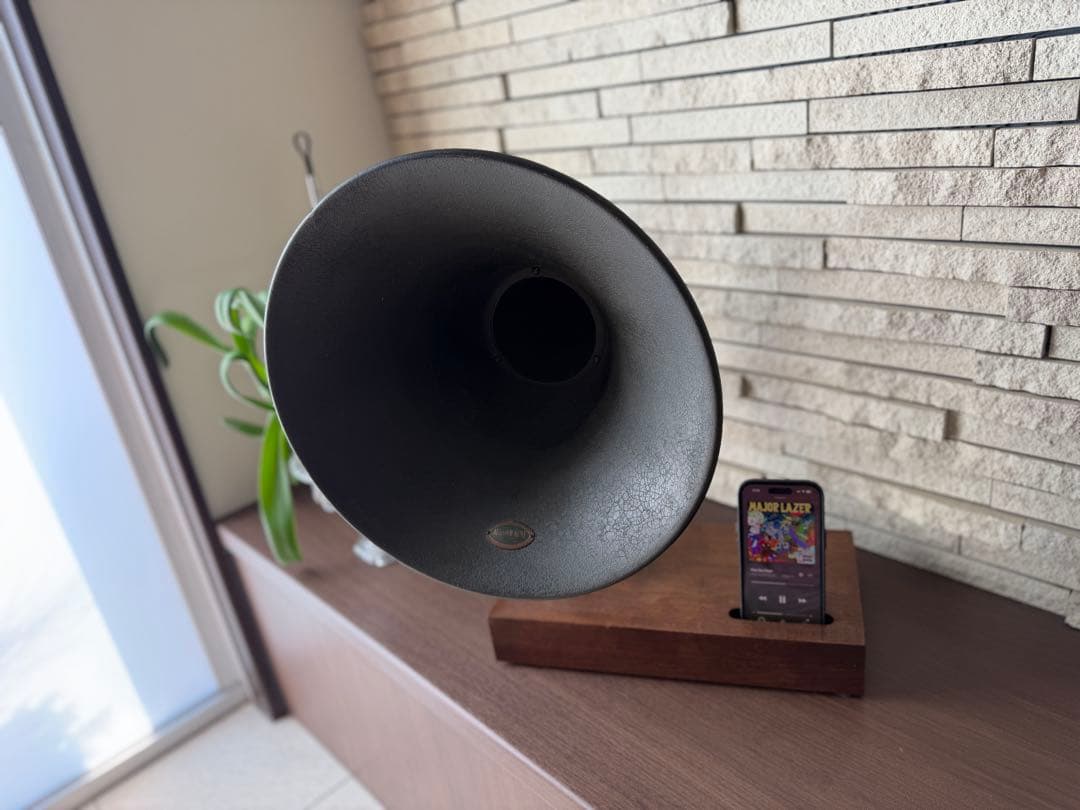 高級　アンティーク風　蓄音機風　アナログスピーカー