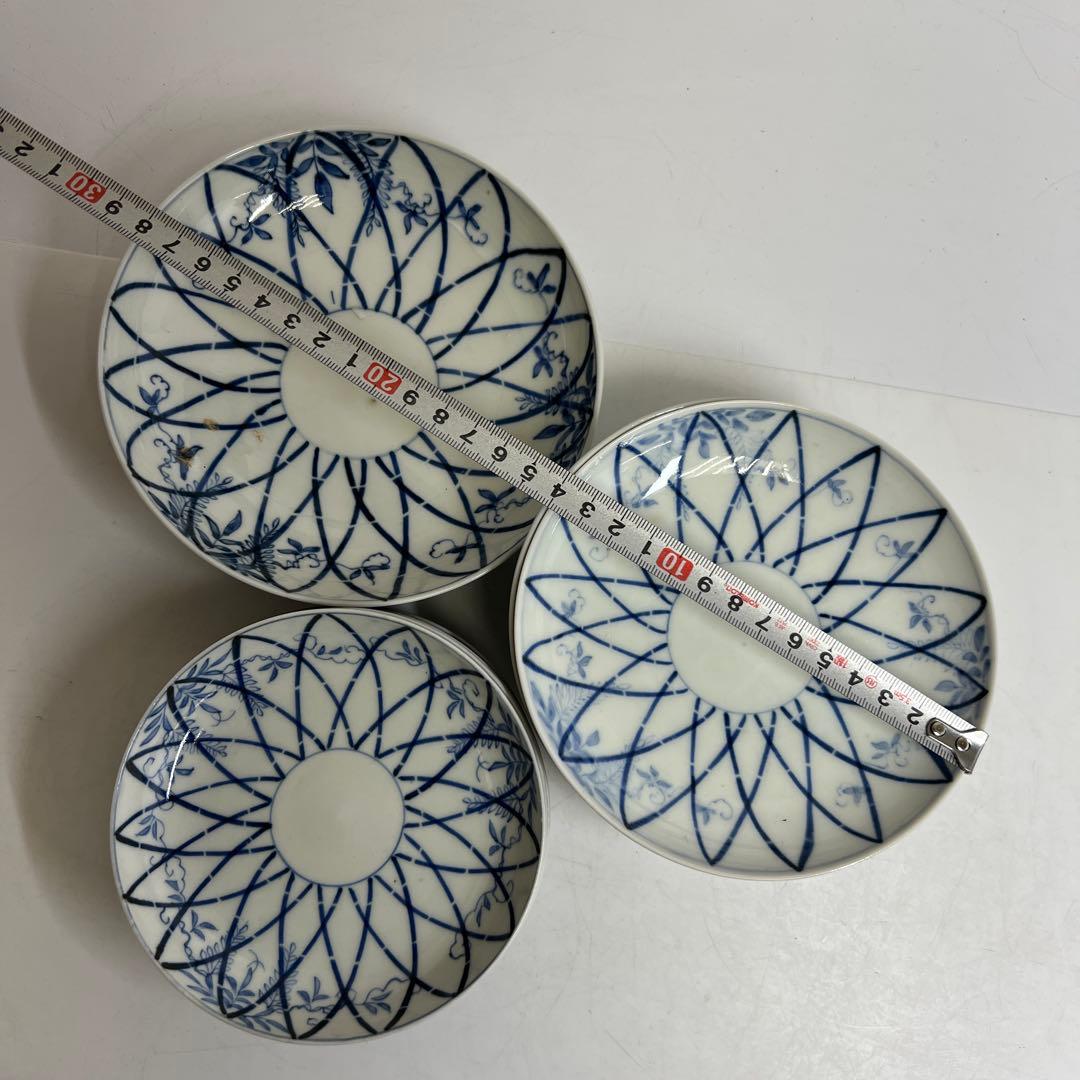 江戸後期　古伊万里　上手竹花文　中皿、猪口　通り物15点　東さ8-0124☆2F