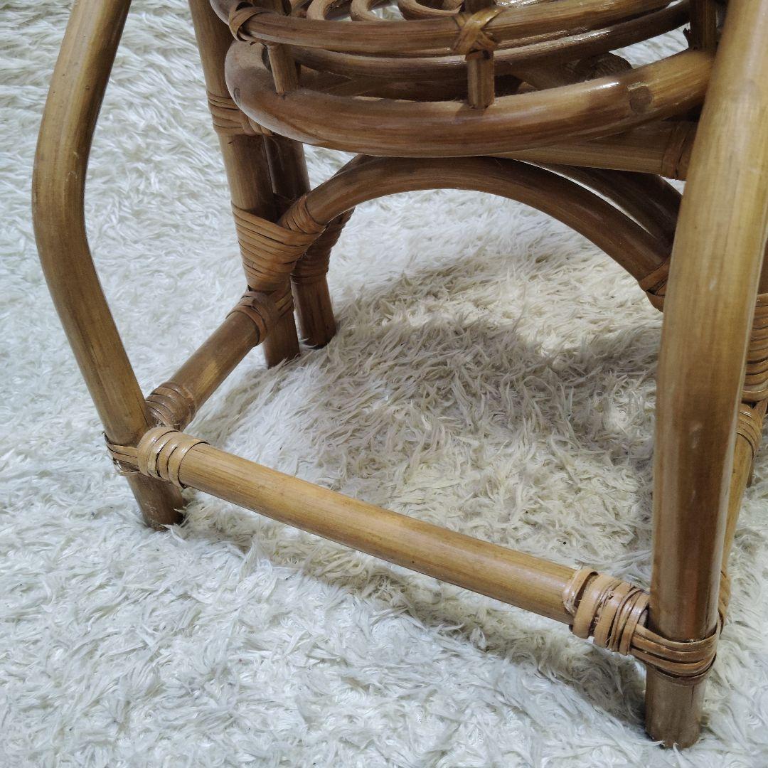 ラタン 花台 籐 3連 折りたたみ 高さ 112cm ヴィンテージ