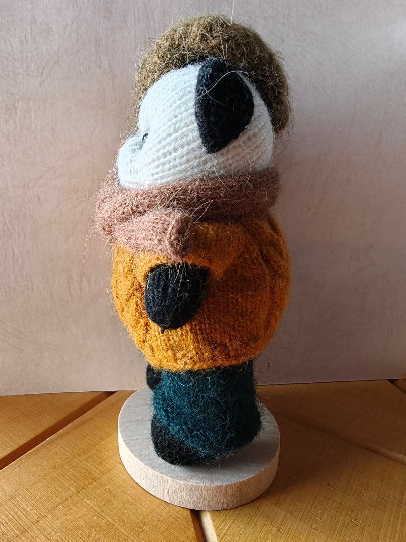 新品|ハンドメイド パンダ 着せ替え人形 ウール製 あみぐるみ 可動式