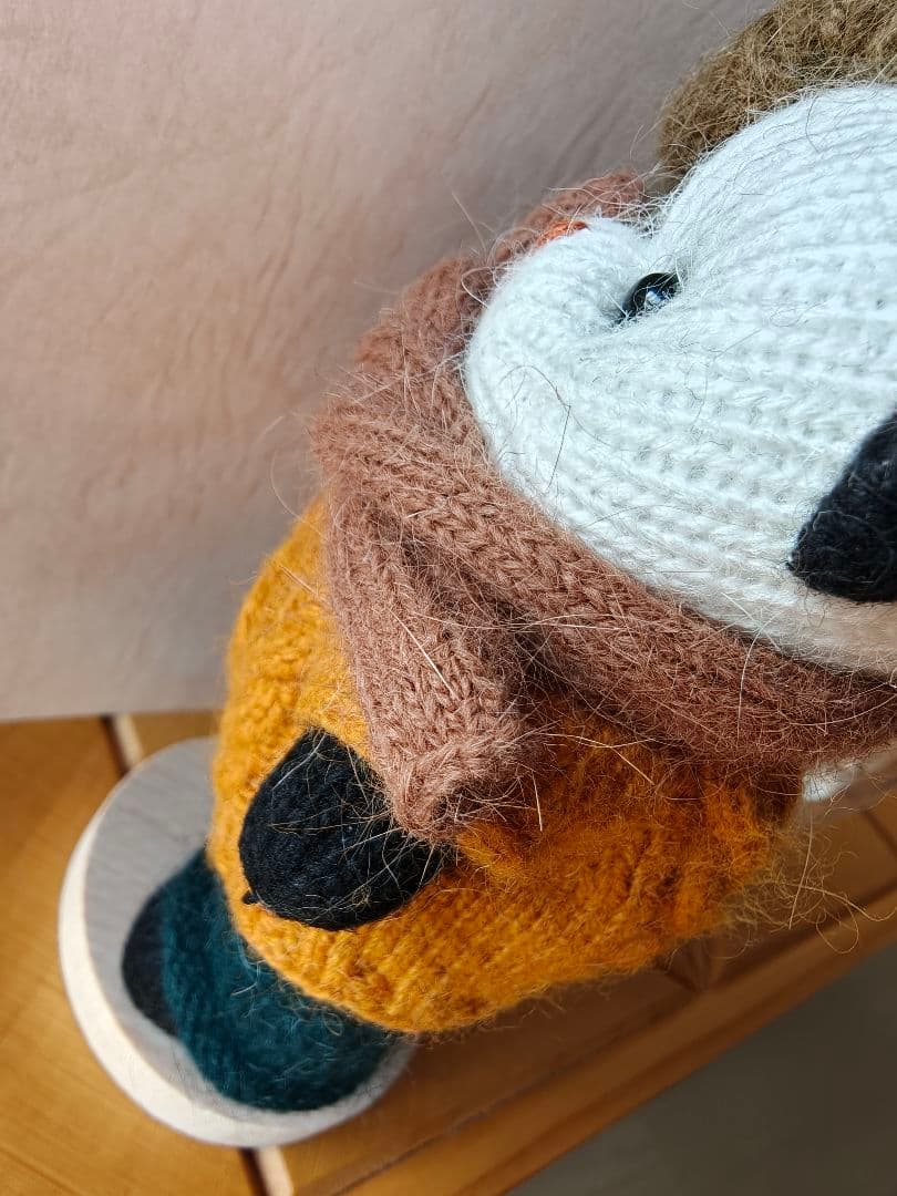 新品|ハンドメイド パンダ 着せ替え人形 ウール製 あみぐるみ 可動式