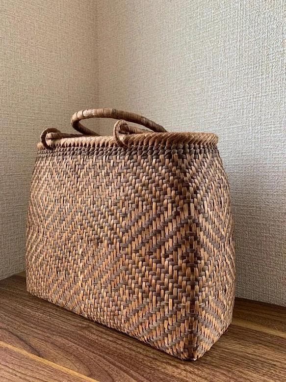 山葡萄　山葡萄かごバッグ　手作り　山葡萄籠バッグ　二種材料　内布あり