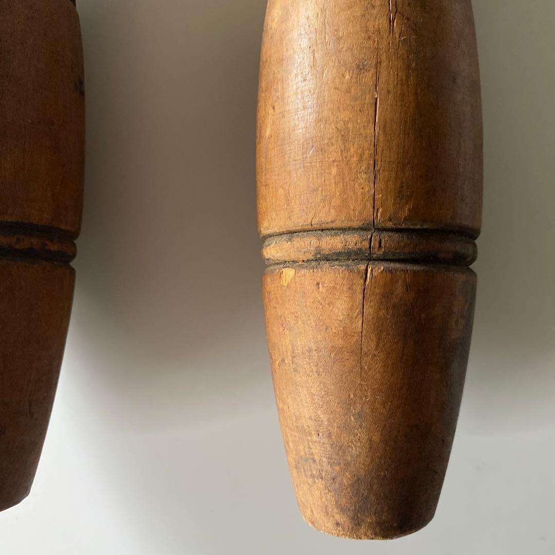 ヴィンテージ インディアンクラブ 木製オブジェ インドクラブ 体操 2本セット