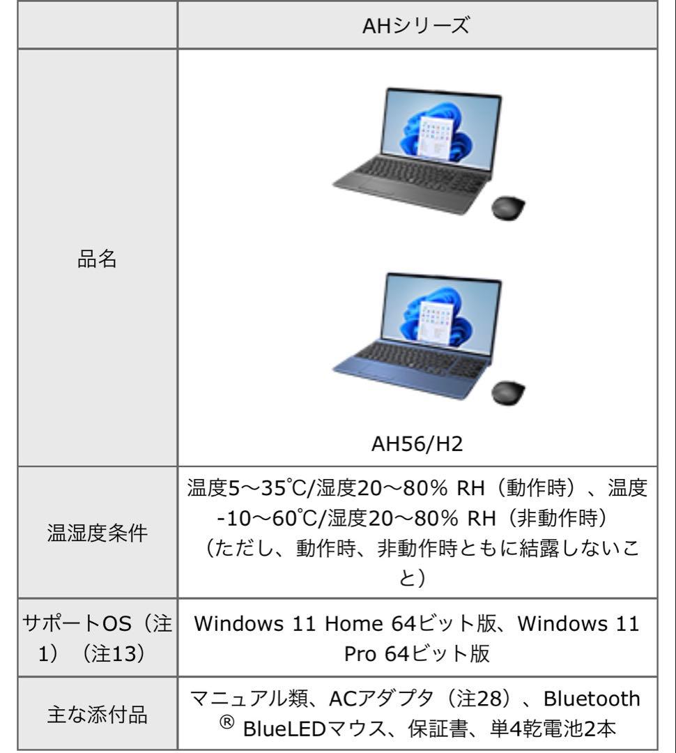 富士通　LIFEBOOK AH56/H2 FMVA56H2LK