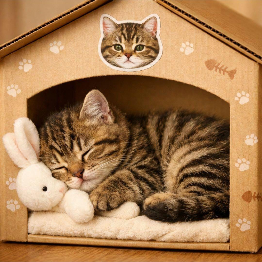 ねこ部屋でうさぎとおねんねねこちゃんパネル　ハンドメイド