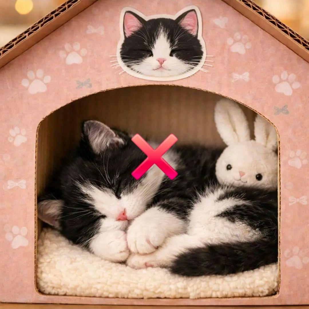 ねこ部屋でうさぎとおねんねねこちゃんパネル　ハンドメイド