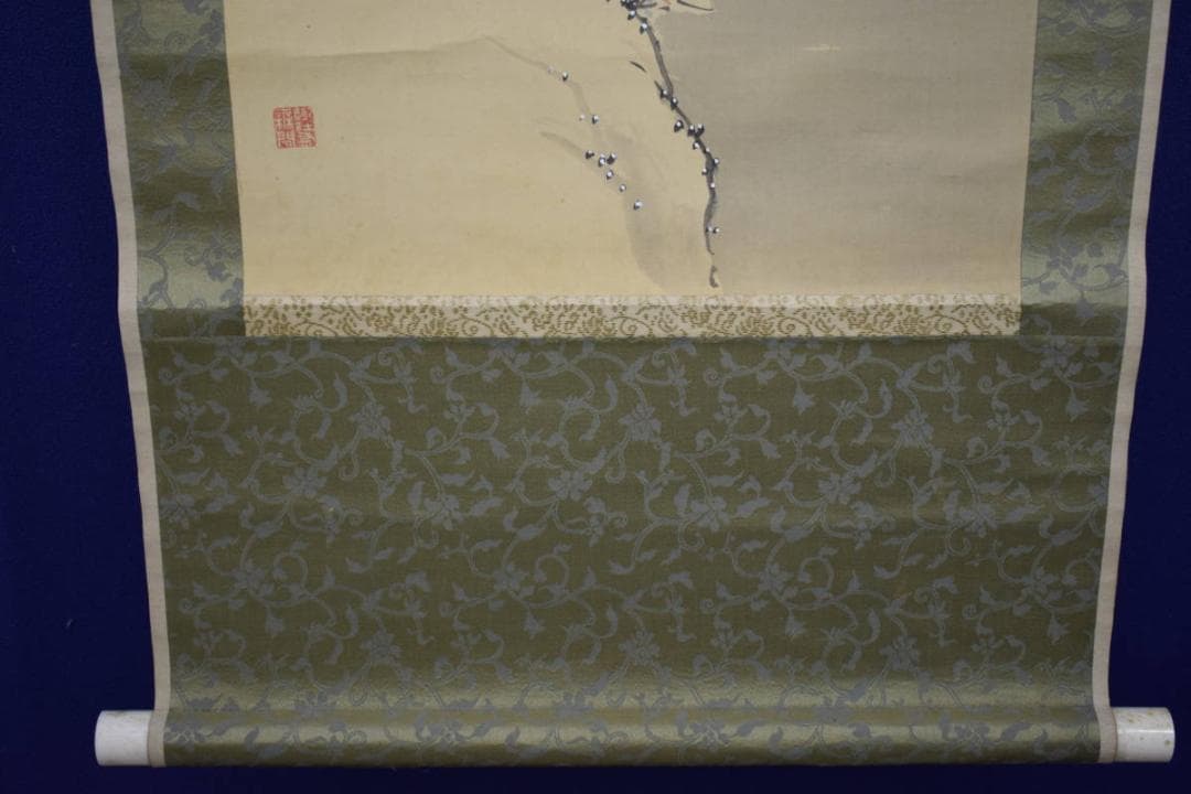 真作/雲石/雪景山水人物画賛/布袋屋掛軸HJ-257