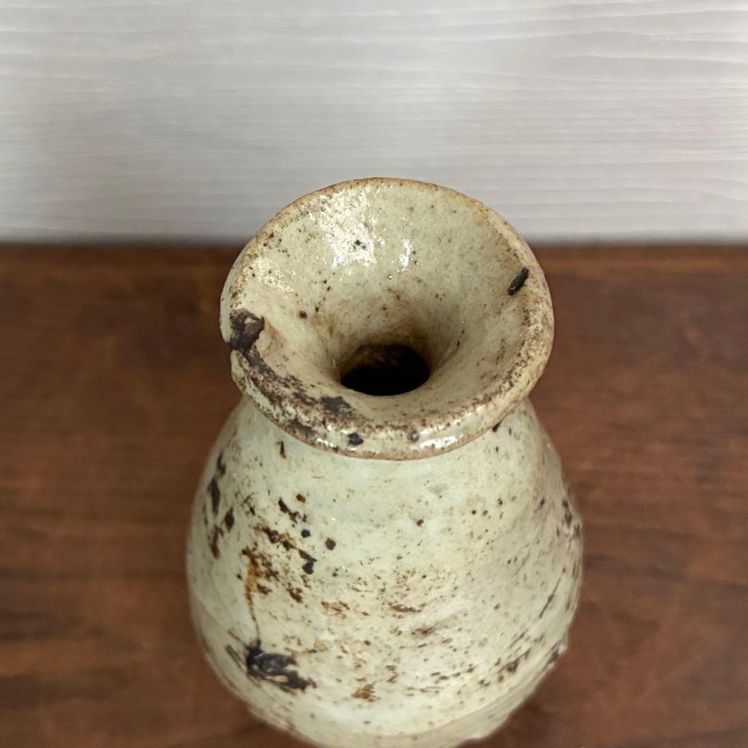 【骨董】小壺　小徳利 虫喰い 貫入 置物　古道具　斑釉　唐津風？インテリア　置物