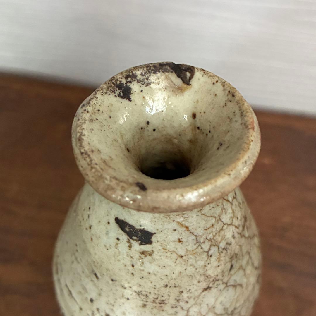【骨董】小壺　小徳利 虫喰い 貫入 置物　古道具　斑釉　唐津風？インテリア　置物