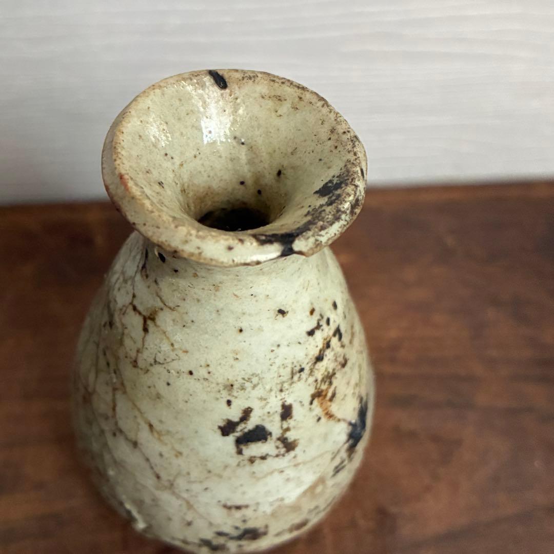 【骨董】小壺　小徳利 虫喰い 貫入 置物　古道具　斑釉　唐津風？インテリア　置物