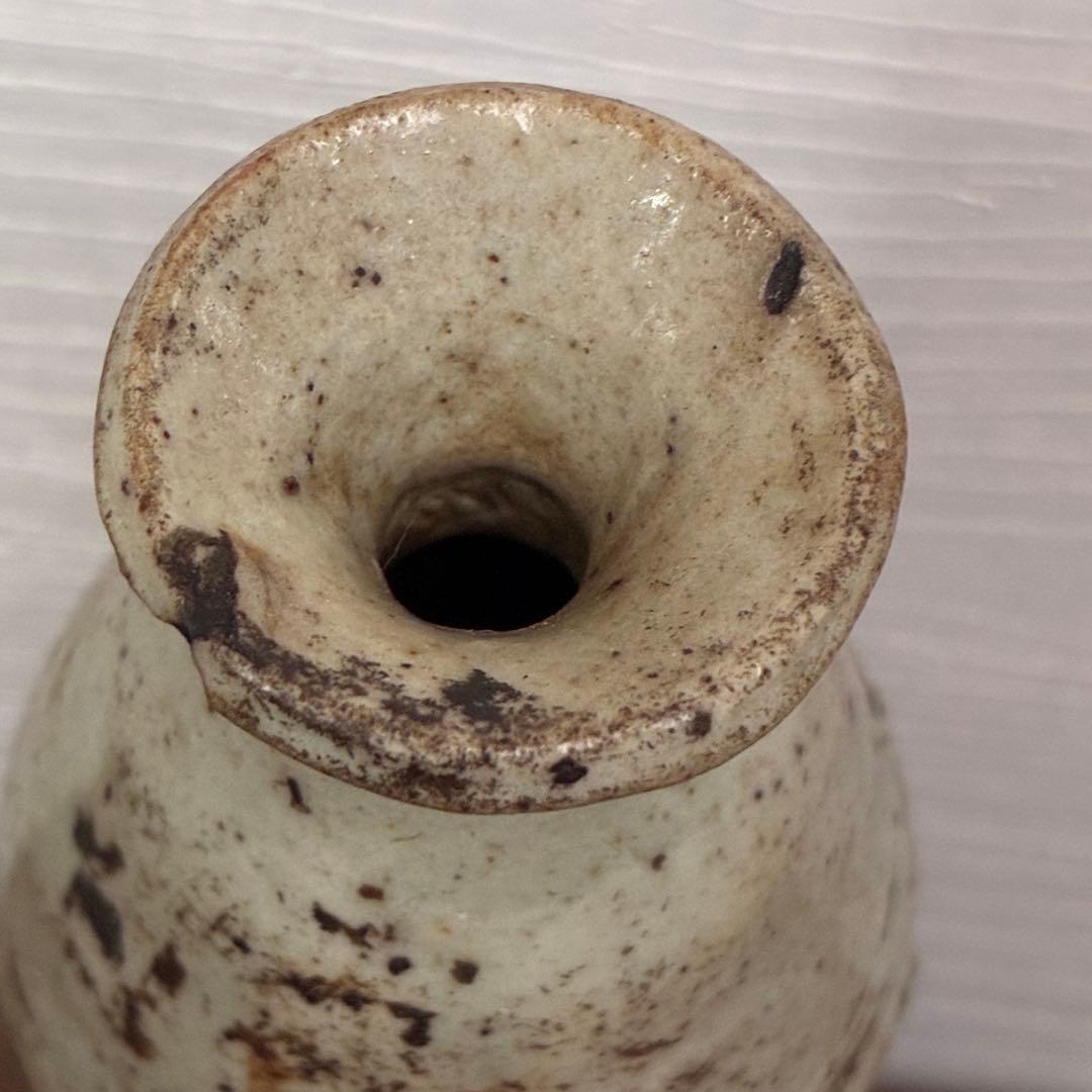 【骨董】小壺　小徳利 虫喰い 貫入 置物　古道具　斑釉　唐津風？インテリア　置物