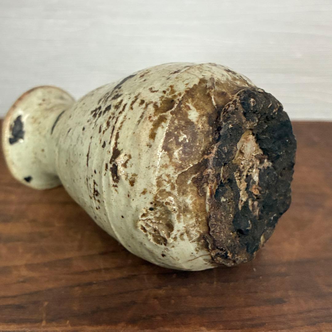 【骨董】小壺　小徳利 虫喰い 貫入 置物　古道具　斑釉　唐津風？インテリア　置物