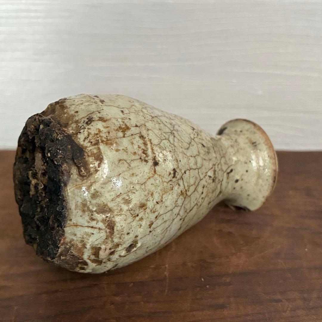 【骨董】小壺　小徳利 虫喰い 貫入 置物　古道具　斑釉　唐津風？インテリア　置物