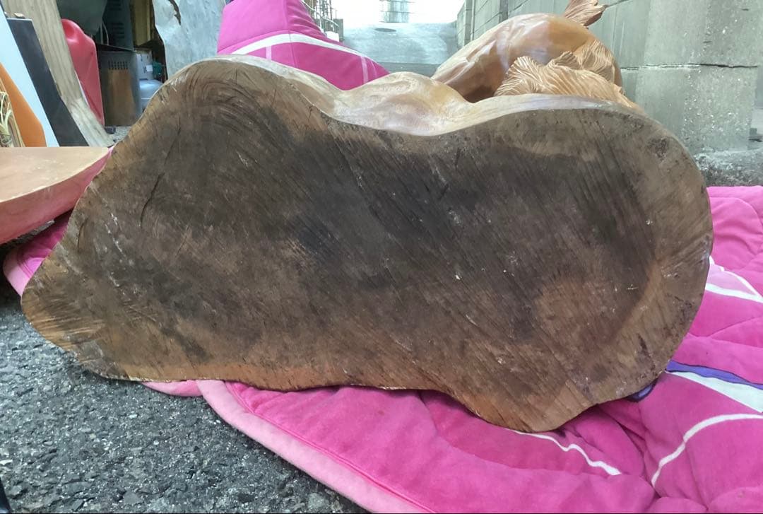 木彫 大作 いななく馬 一刀彫 ( 台座込み140㎝ 50kg )