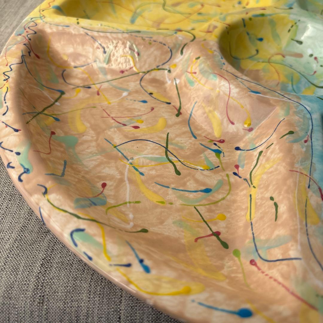 オードブルプレート 手描き ハンドペイント パーティー皿 5分割 大皿