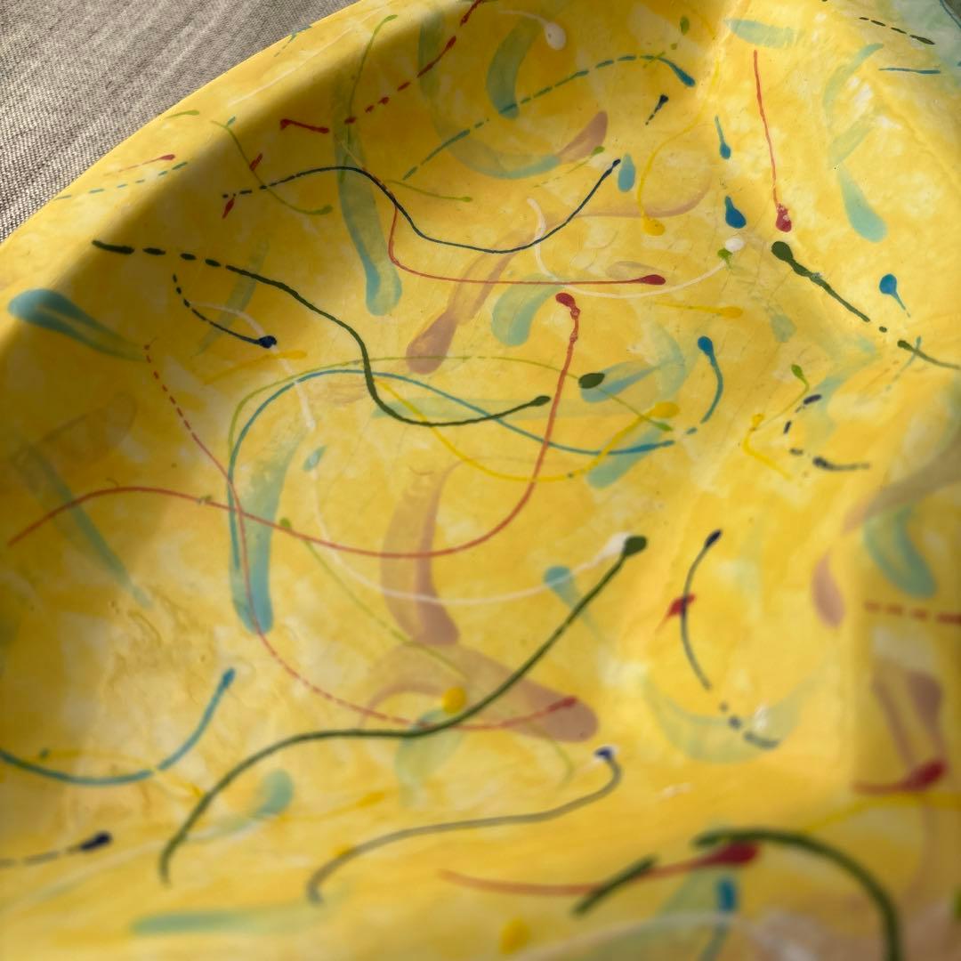 オードブルプレート 手描き ハンドペイント パーティー皿 5分割 大皿