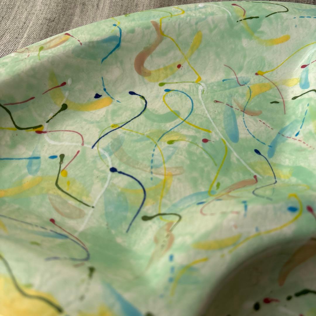 オードブルプレート 手描き ハンドペイント パーティー皿 5分割 大皿