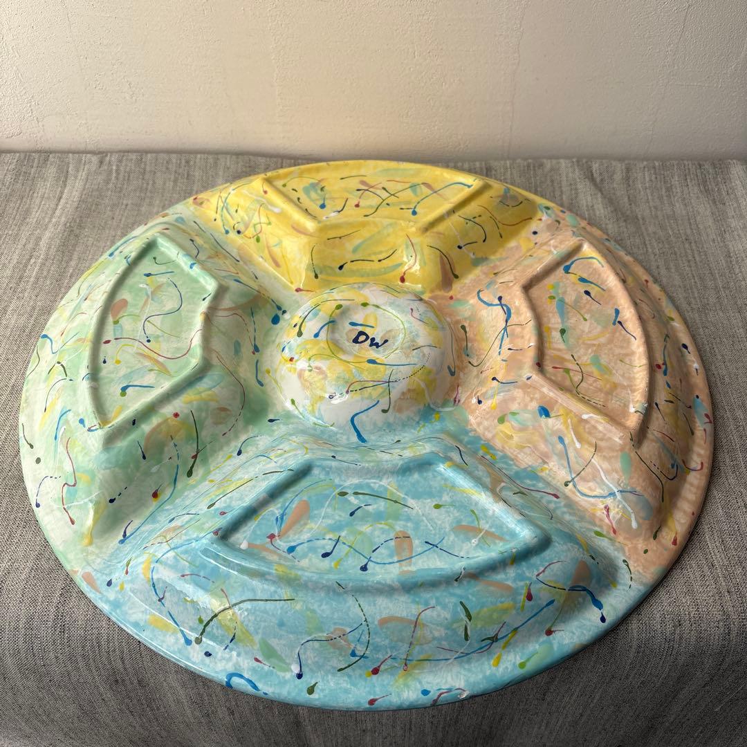 オードブルプレート 手描き ハンドペイント パーティー皿 5分割 大皿