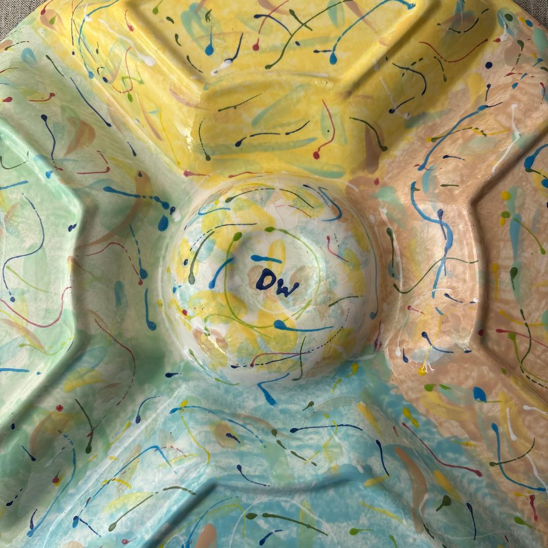 オードブルプレート 手描き ハンドペイント パーティー皿 5分割 大皿