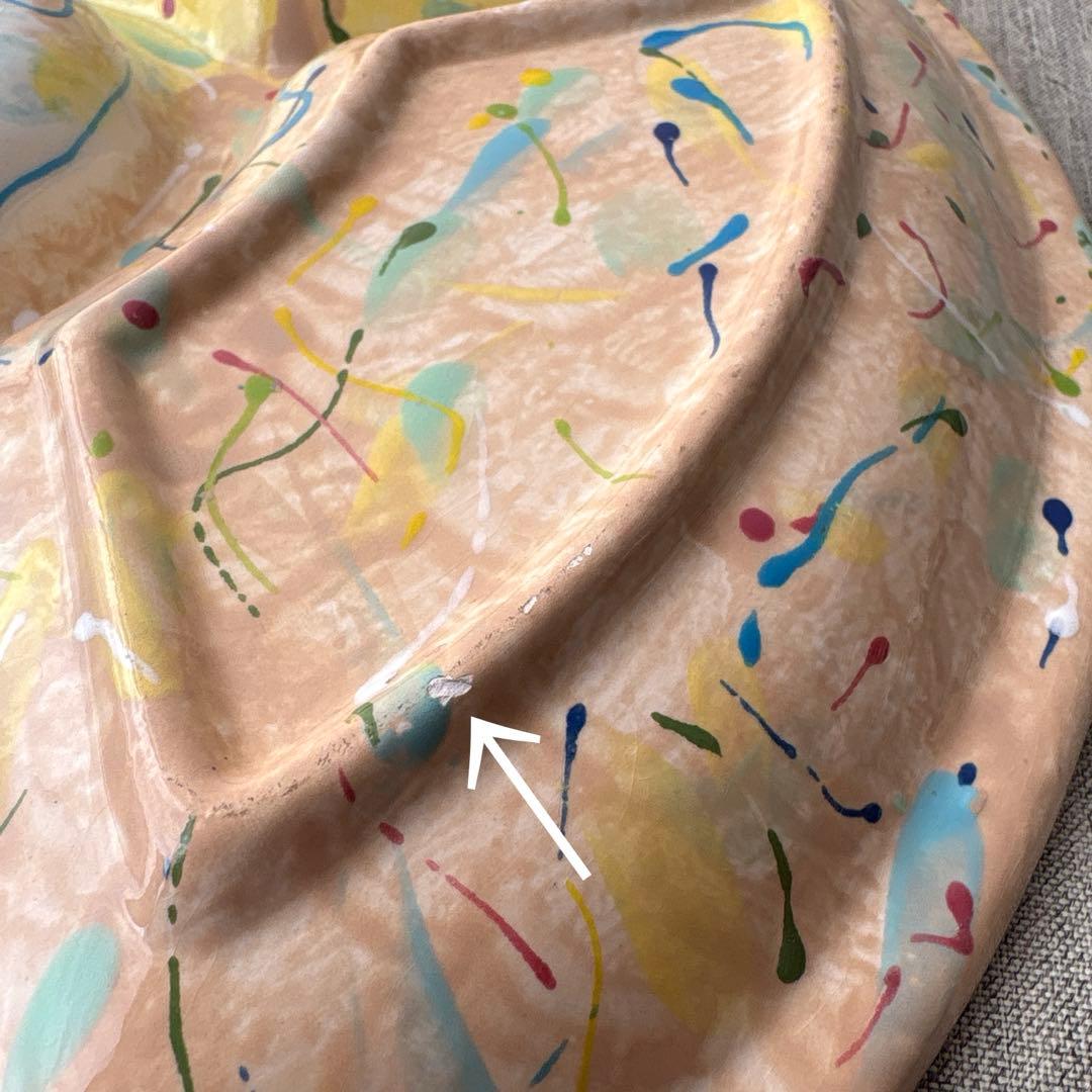 オードブルプレート 手描き ハンドペイント パーティー皿 5分割 大皿