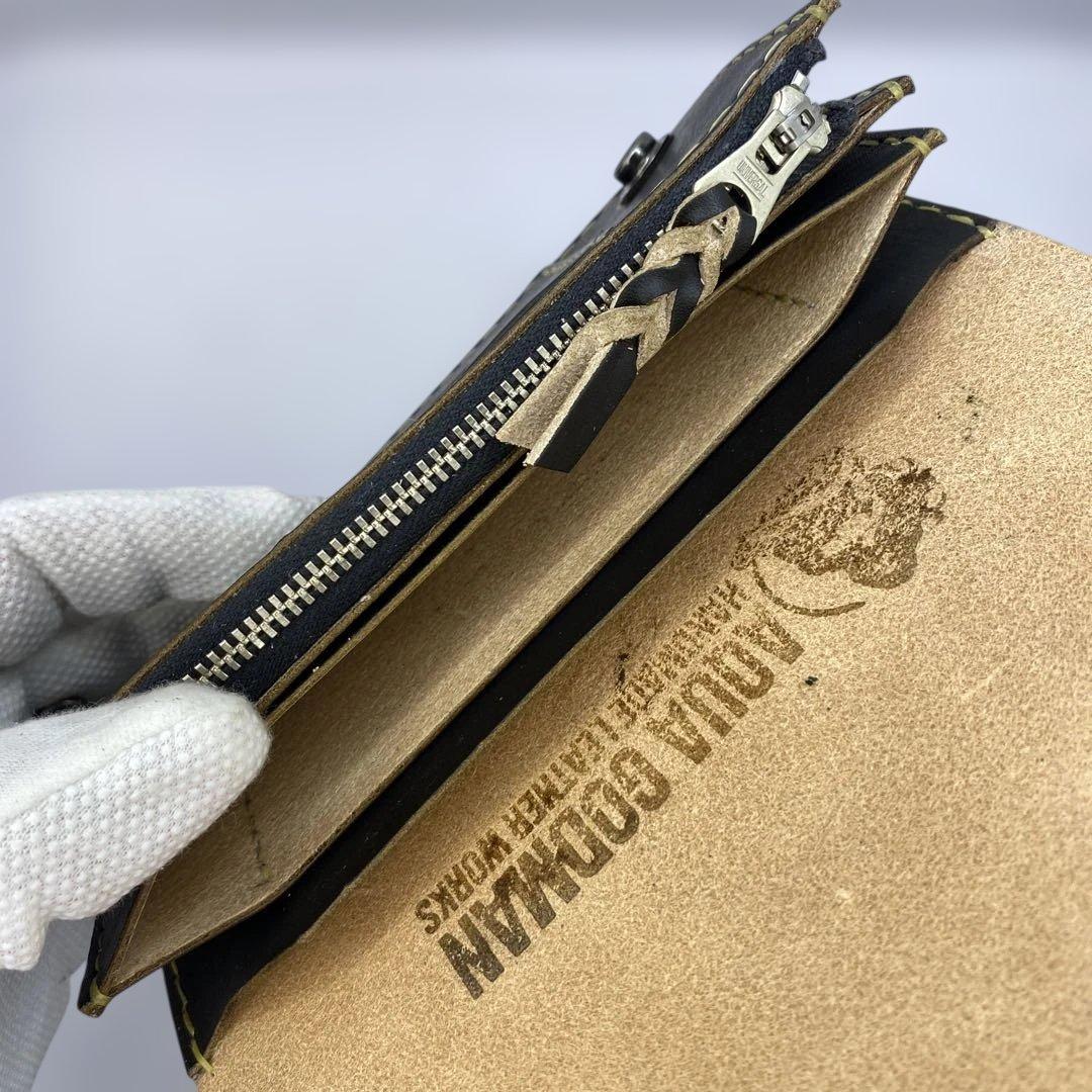 週末限定セール 無骨 本革 丘染めブラック ロングトラッカーウォレット/長財布