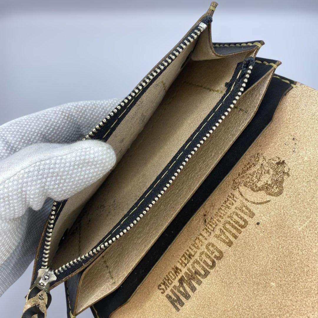 週末限定セール 無骨 本革 丘染めブラック ロングトラッカーウォレット/長財布